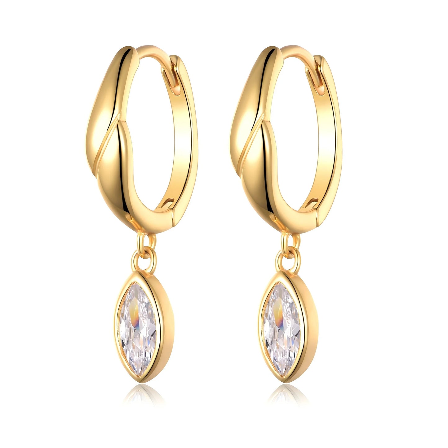 S925 Sterling Silver Moissanite Horse Eye Earrings Gold Plated
