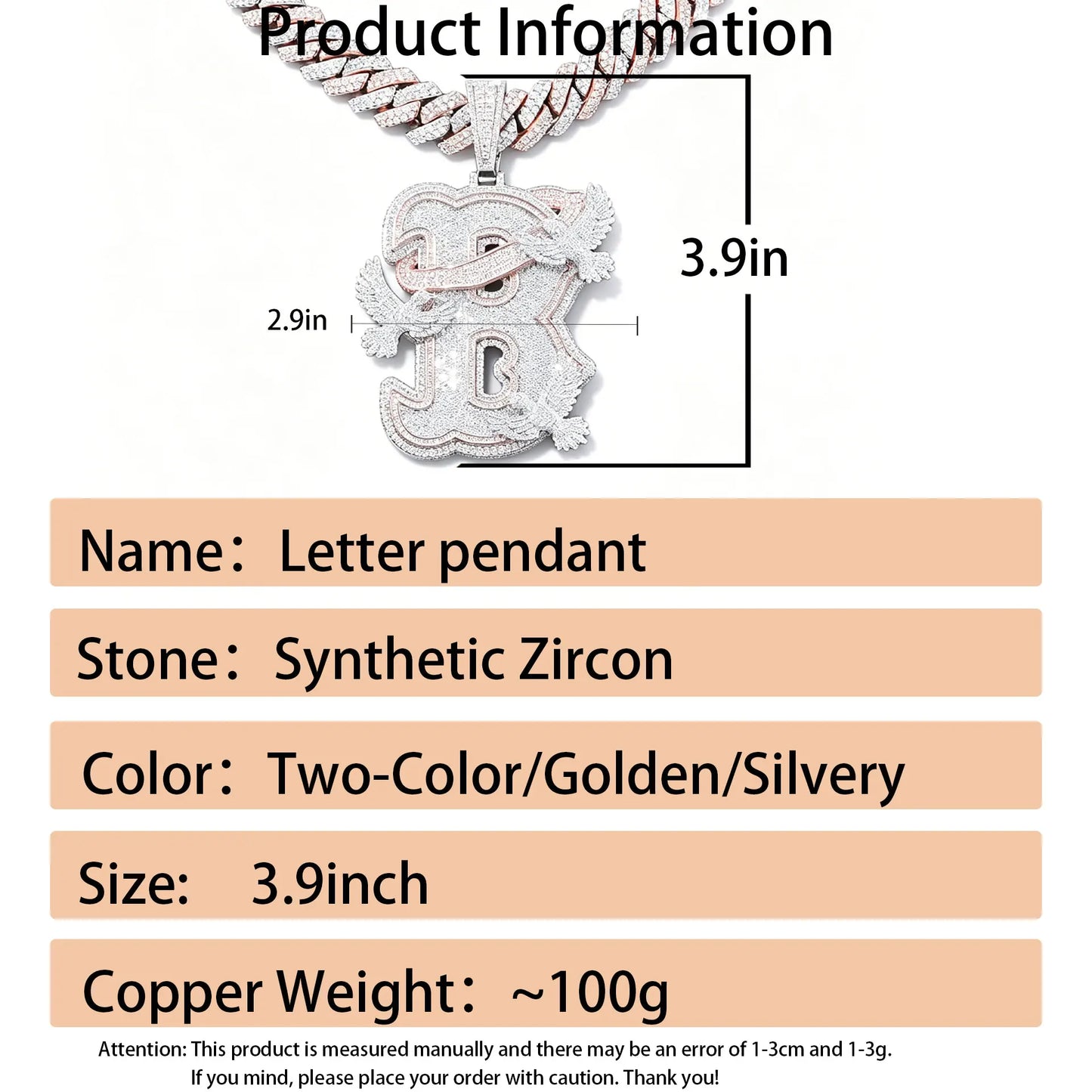 Lyee Cyee Letter B Peace Dove Zircon Pendant Necklace
