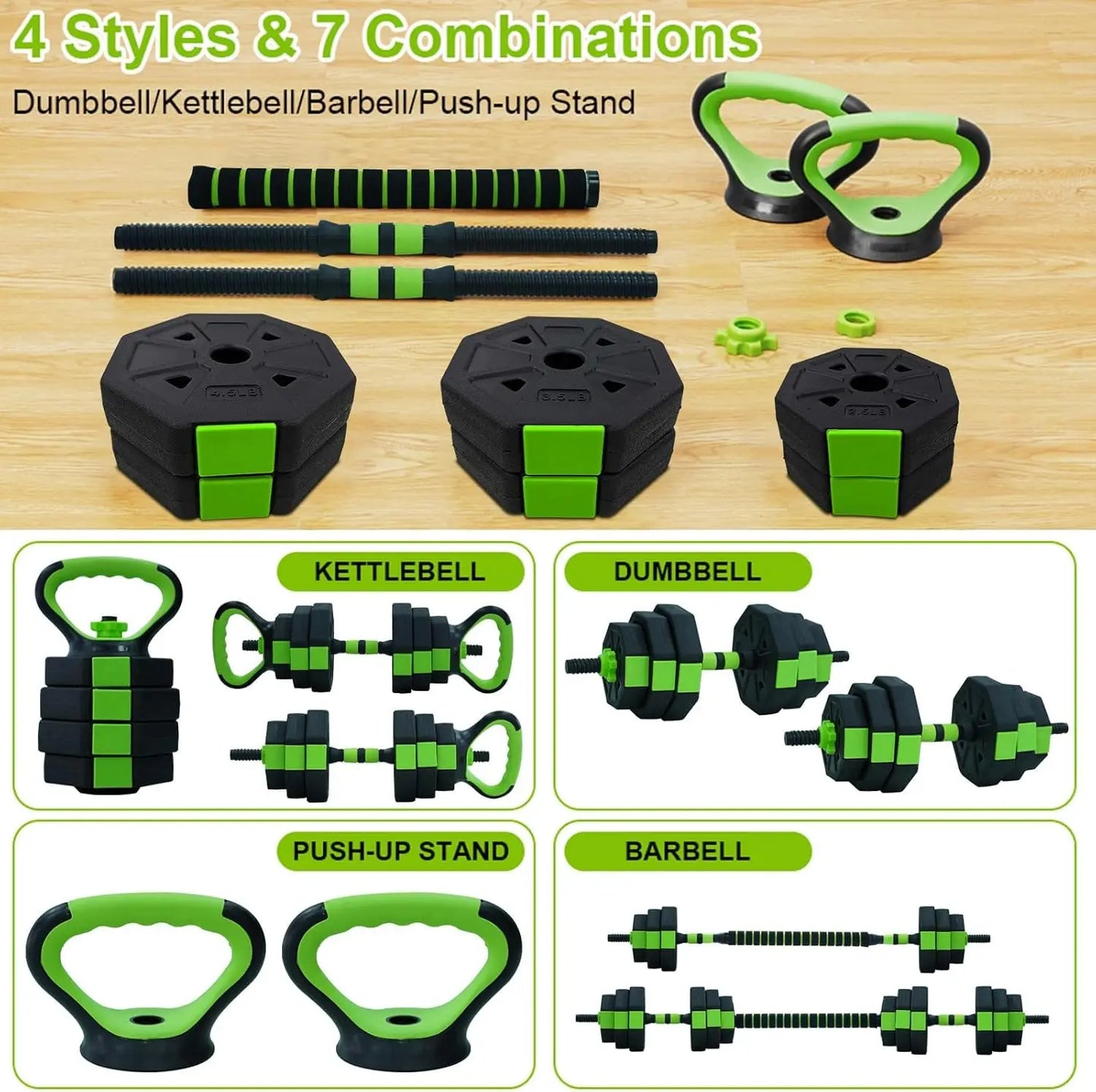 HiMISS 4-In-1 Kettlebell and Dumbbell Set for Home Gym