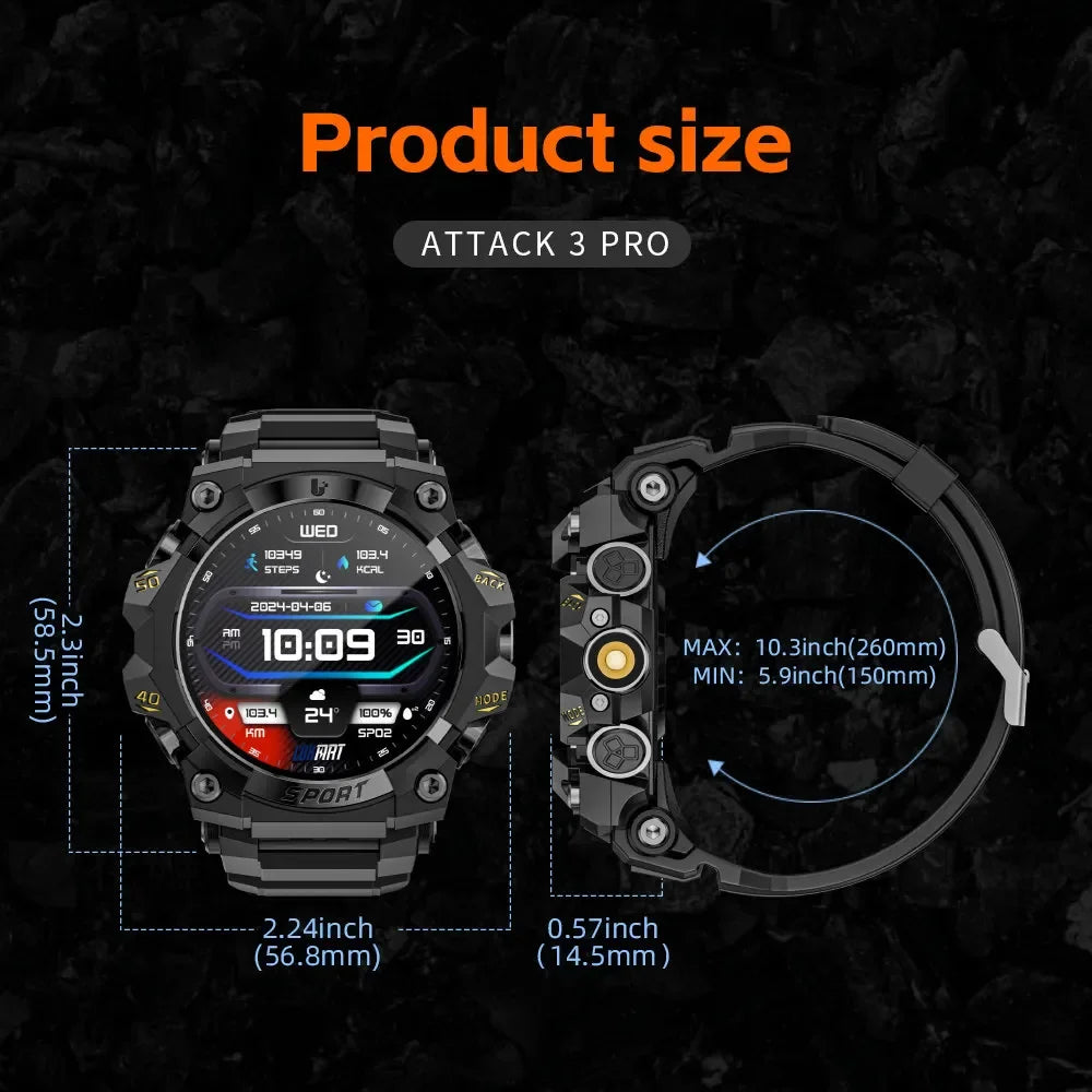 LOKMAT Rugged Smart Watch With Bluetooth Calls Fitness Tracker