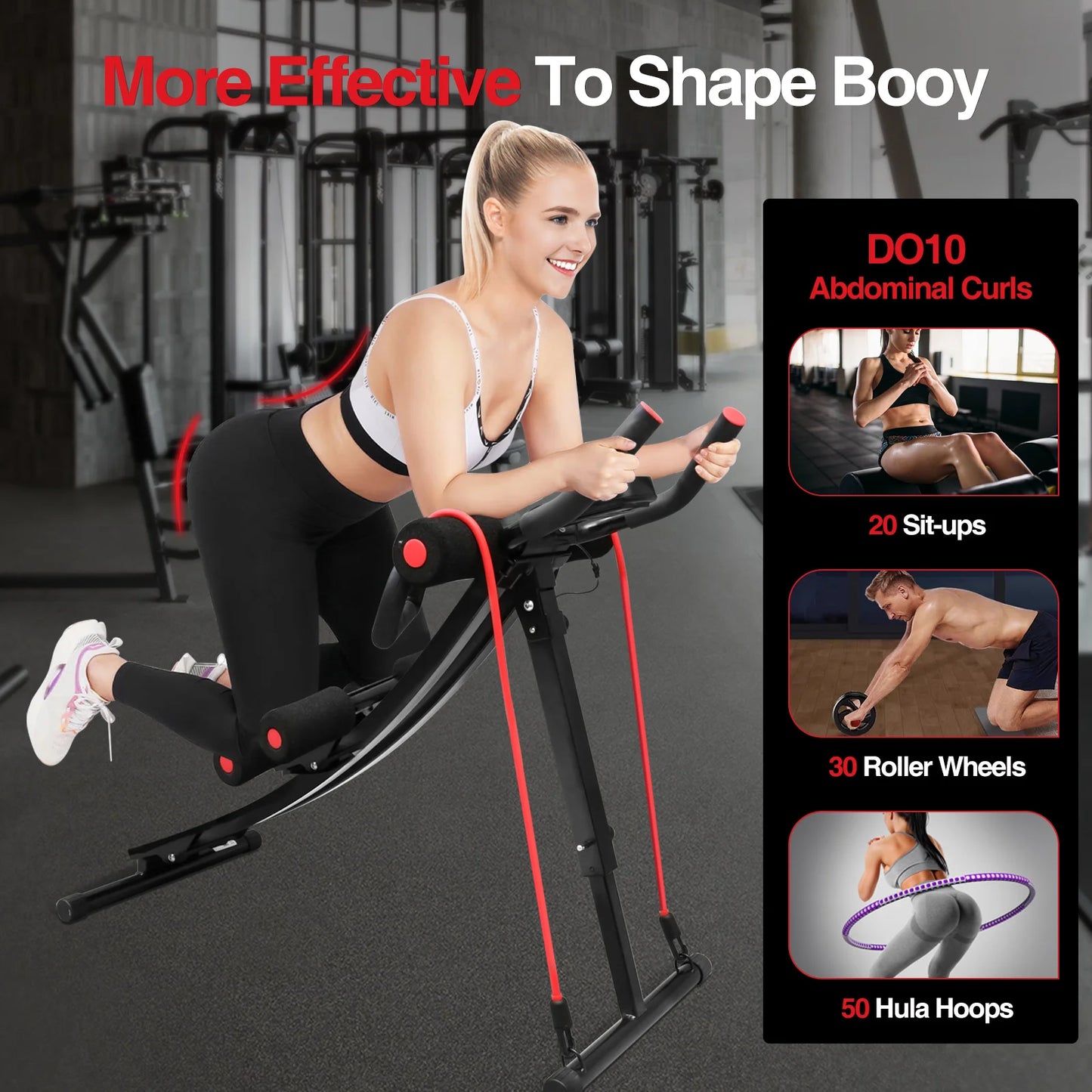 Foldable Ab Machine For Home Gym LCD Display 440 Lbs