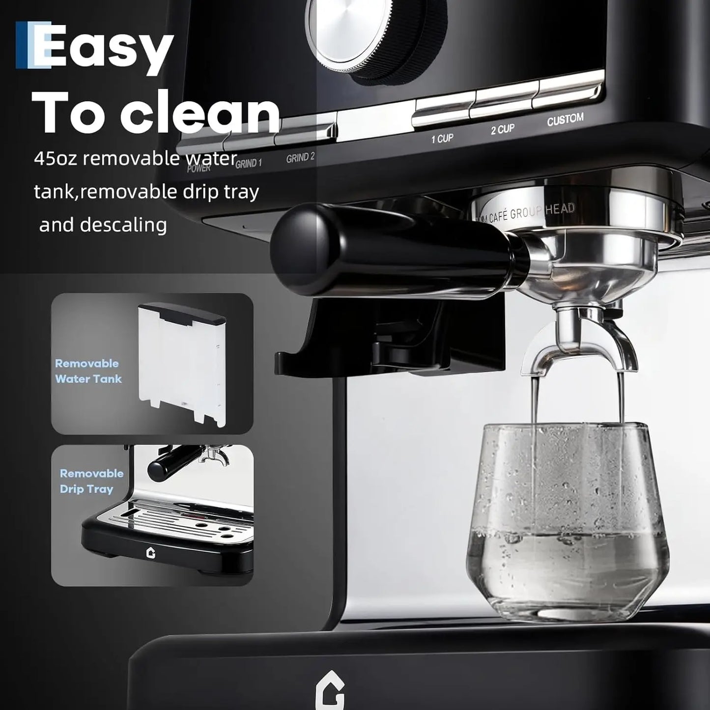 Espresso Machine With Grinder Semi Automatic Italian Pressure Extraction