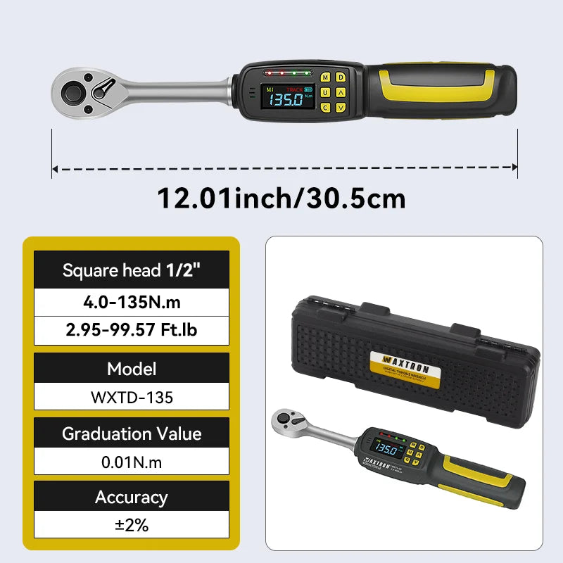 WAXTRON Digital Torque Wrench With Two Percent Accuracy For Automotive