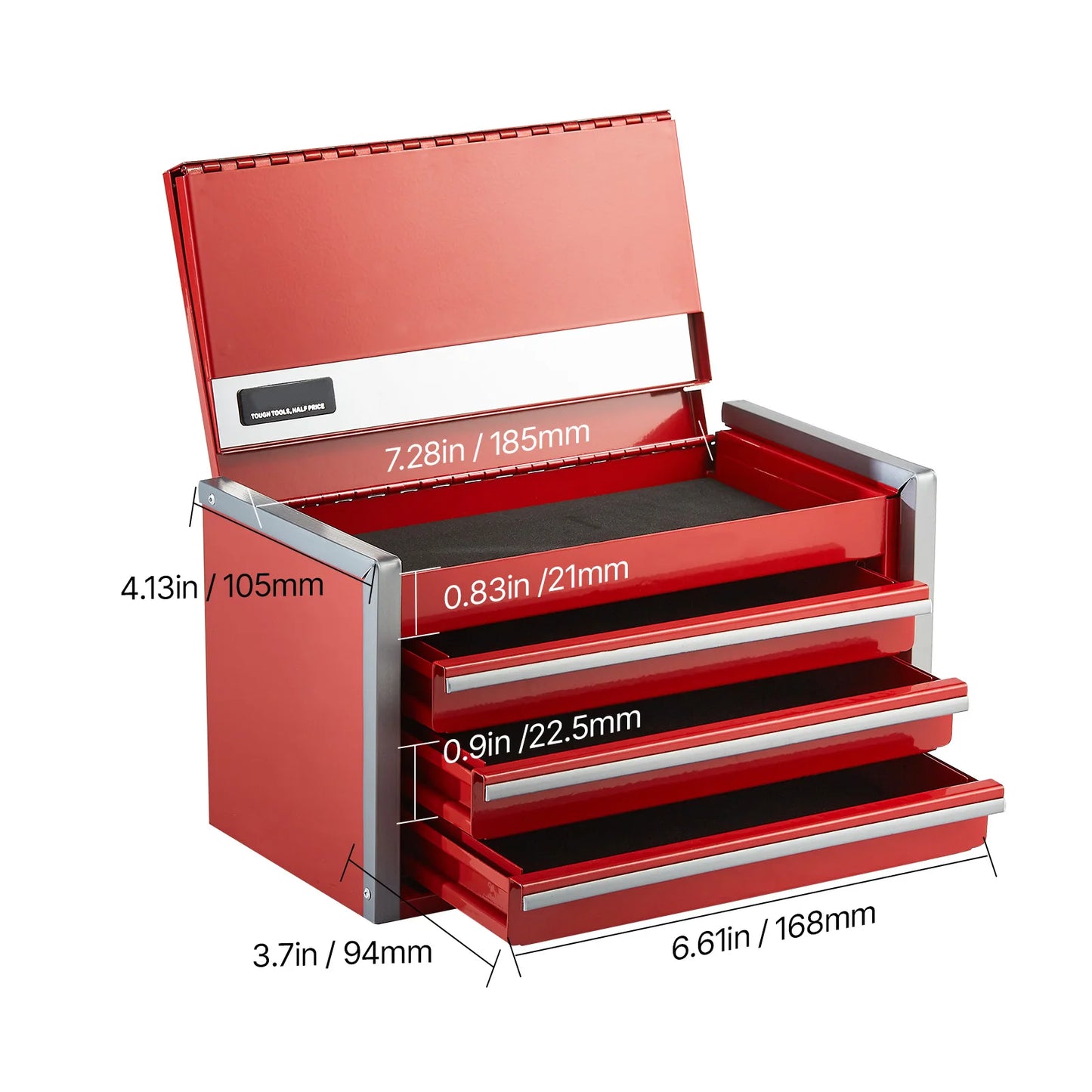 SucceBuy 3 Drawer Metal Tool Box with Ball Bearing