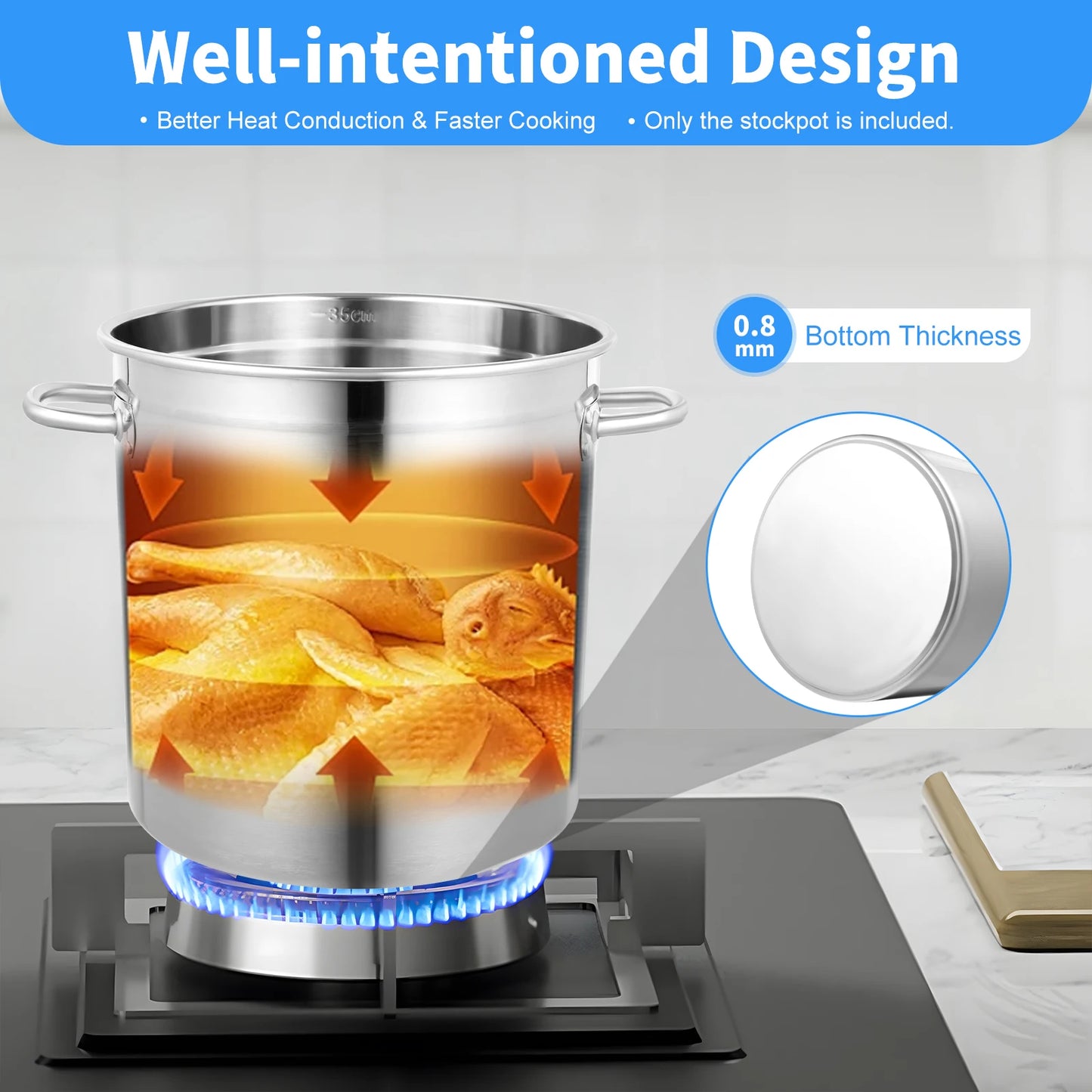 Stainless Steel Stock Pot With Lid And Handles