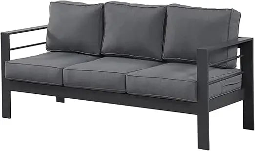 Outdoor Aluminum Patio Sofa Three Seater All Weather With Cushions