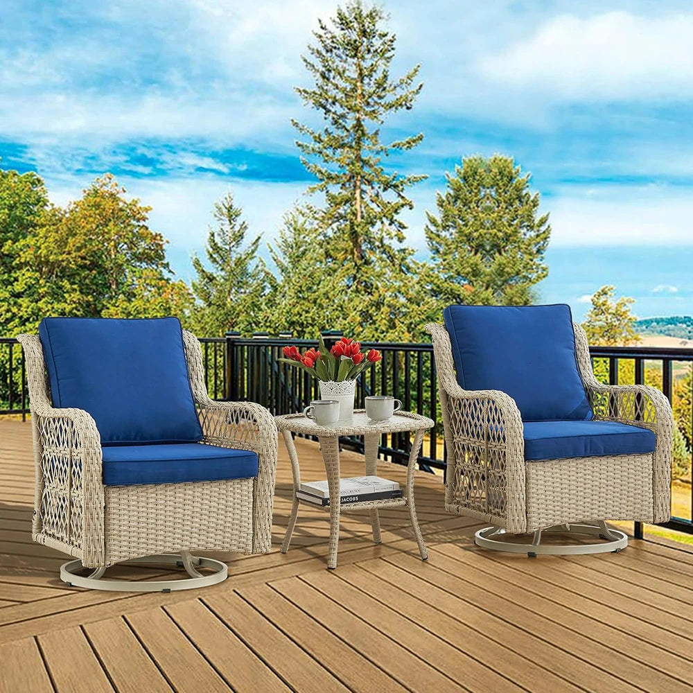 HiMISS 3-Piece Wicker Patio Set With Cushions