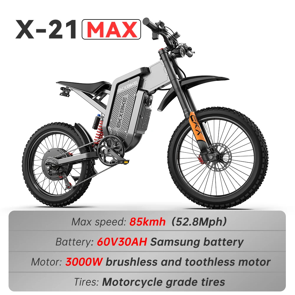 EKX X21 Max Electric Motorcycle 3000W Brushless Gearless Ebike