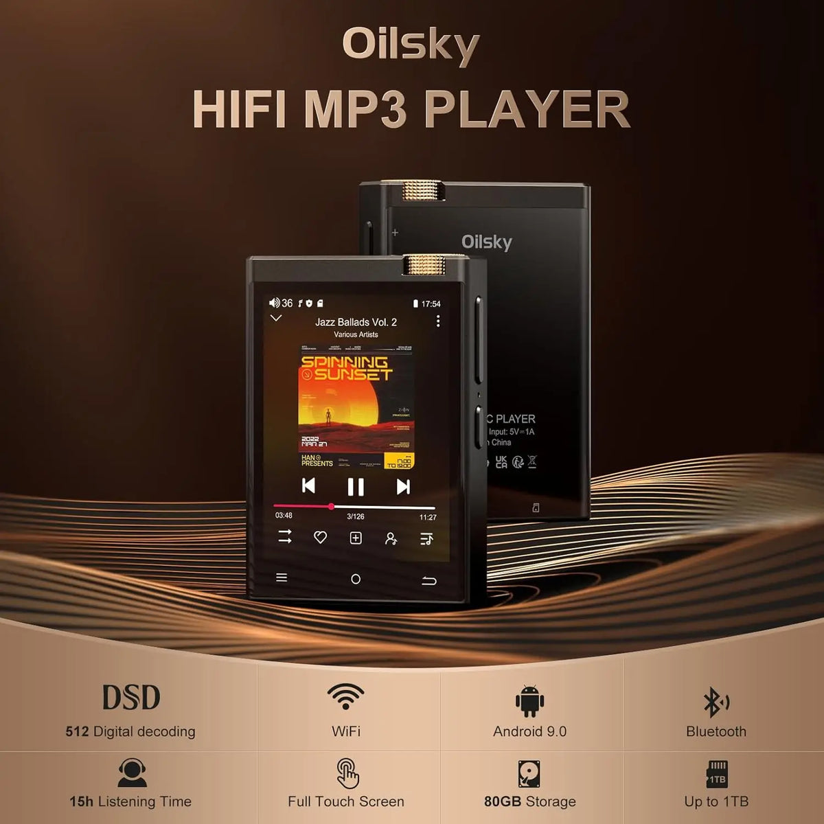 Oilsky Bluetooth MP3 Player With Lossless HiFi Digital Audio
