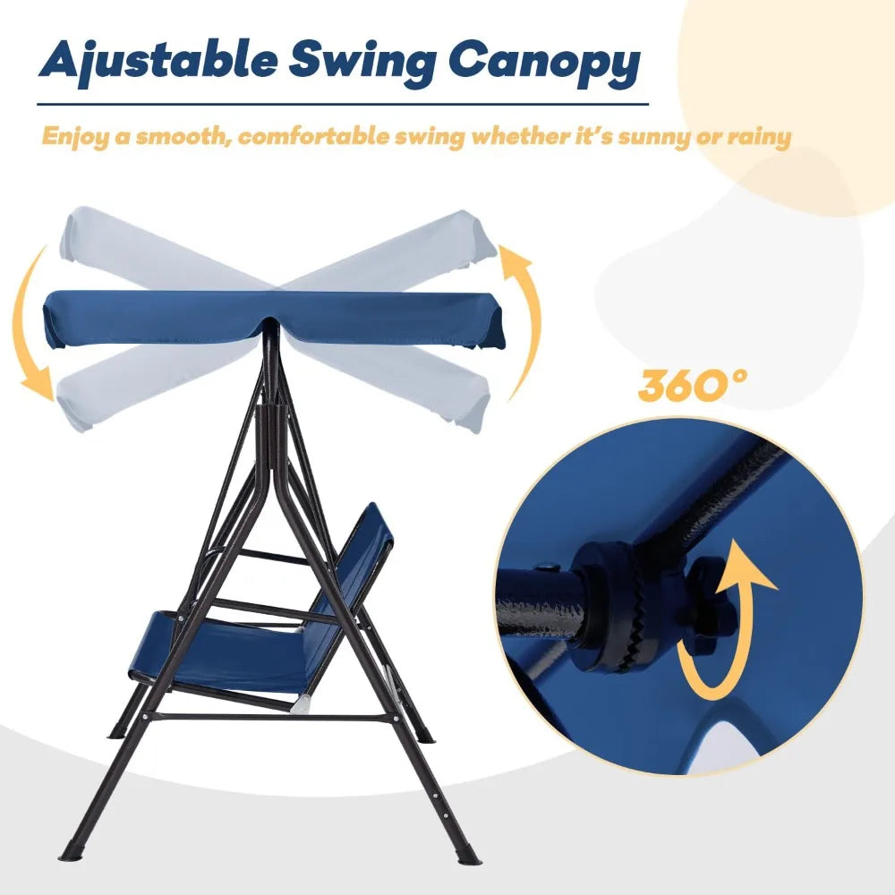 XIAOLANG 3 Seat Patio Swing With Removable Cushions And Canopy