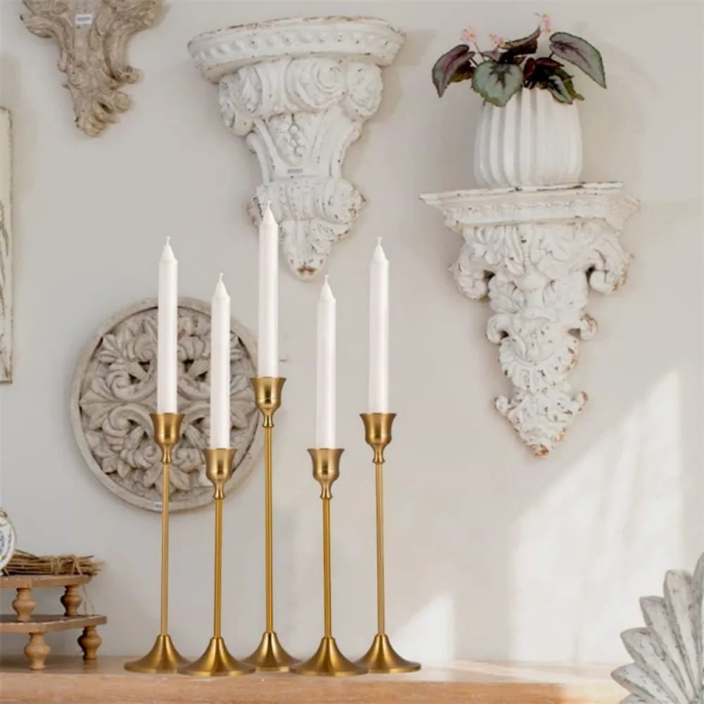 Romantic Metal Taper Candle Holders Set For European Style Decor