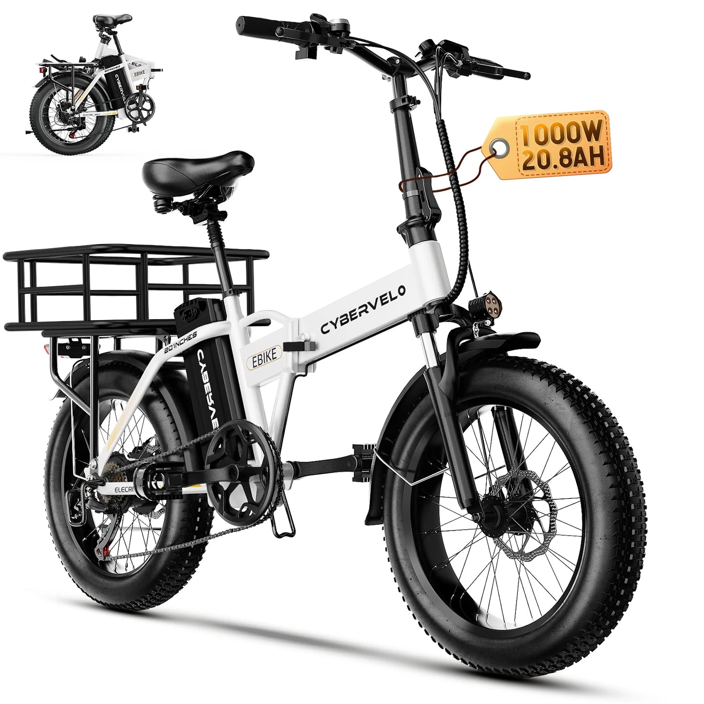 CYBERVELO EK4 Electric Folding Bike 1000W 48V 20Ah Ebike