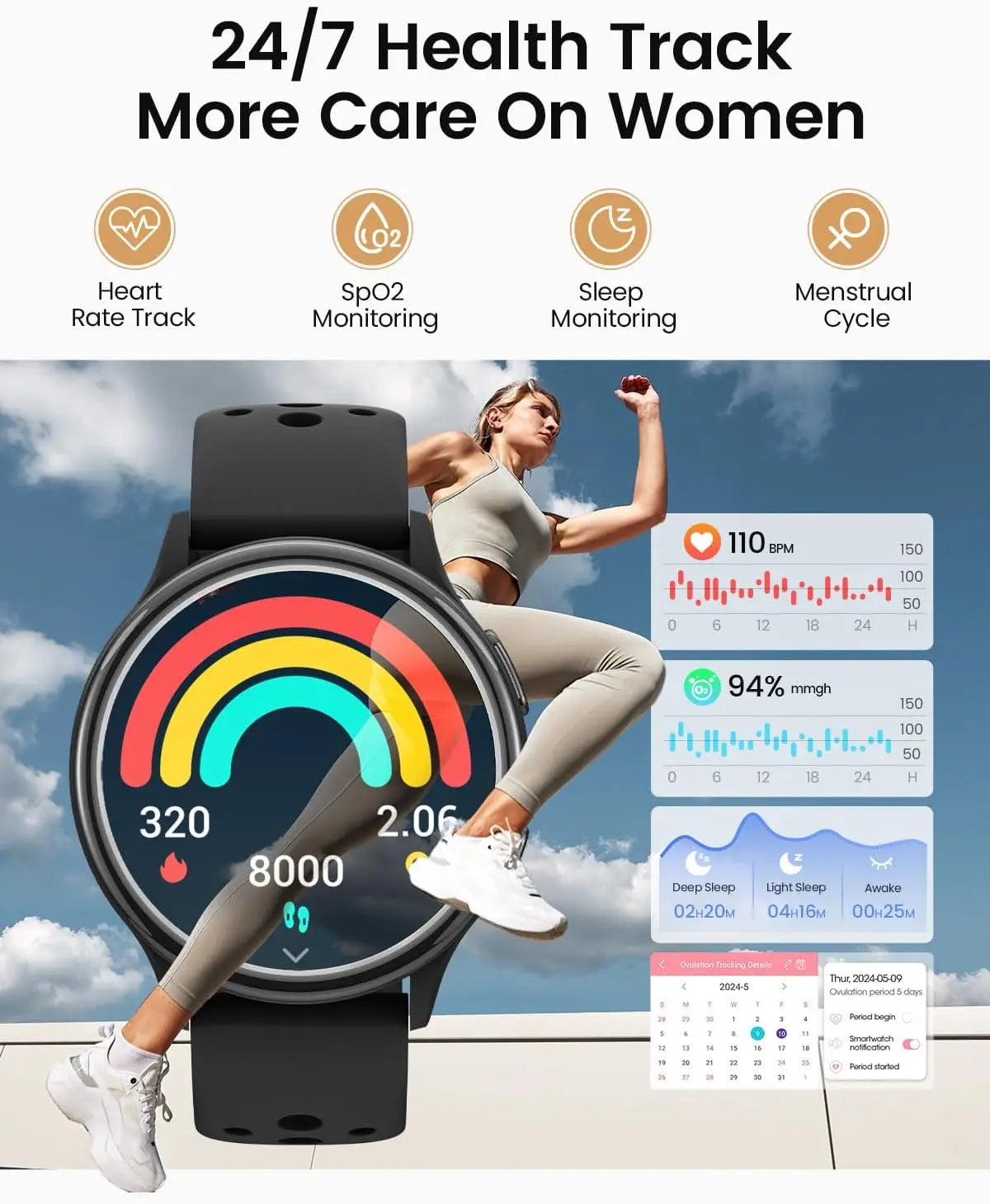 AnyloopCa Smartwatch For Women With Health Tracking And Calls
