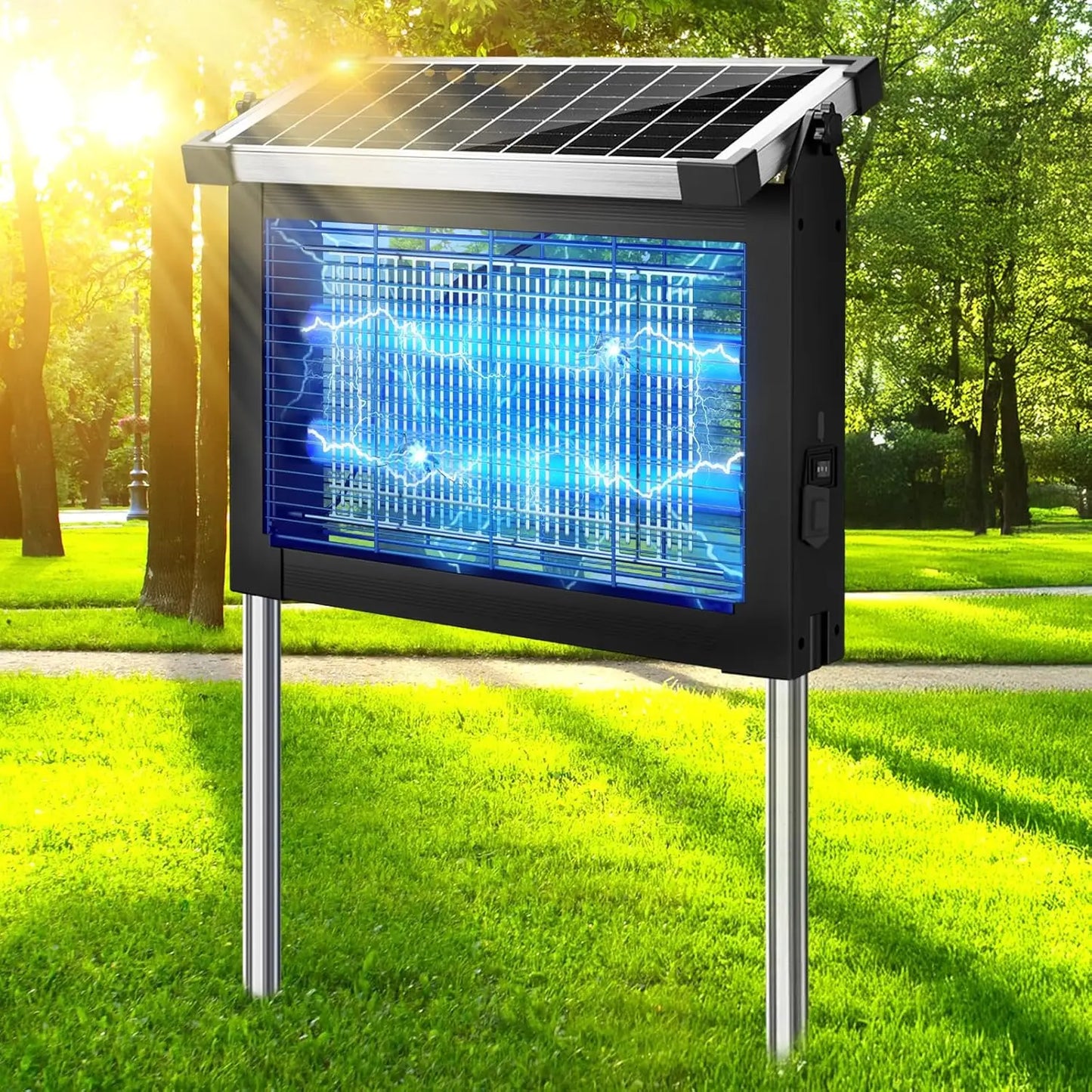 Solar Bug Zapper Outdoor 4500V Mosquito Zapper With Panel Sensor