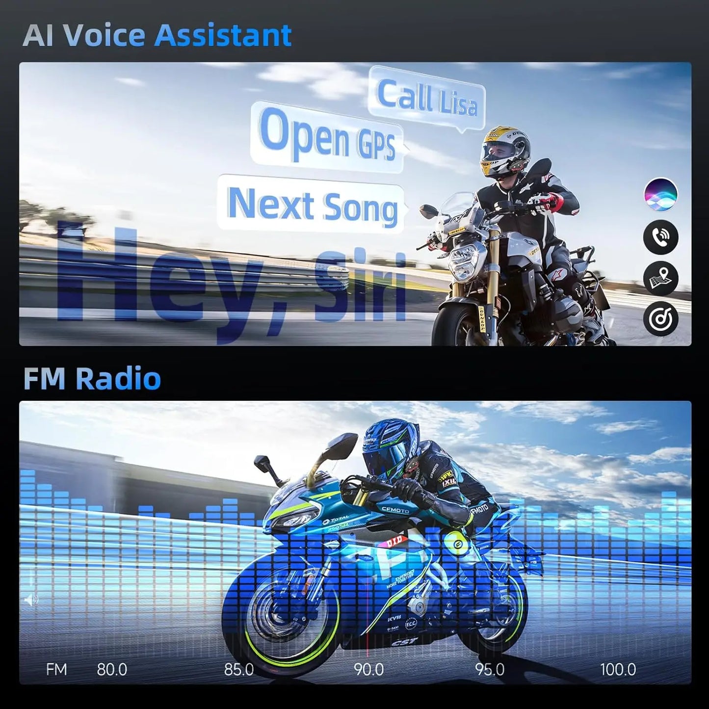 SYNCO Motorcycle Helmet Bluetooth Intercom For Up To 8 Riders