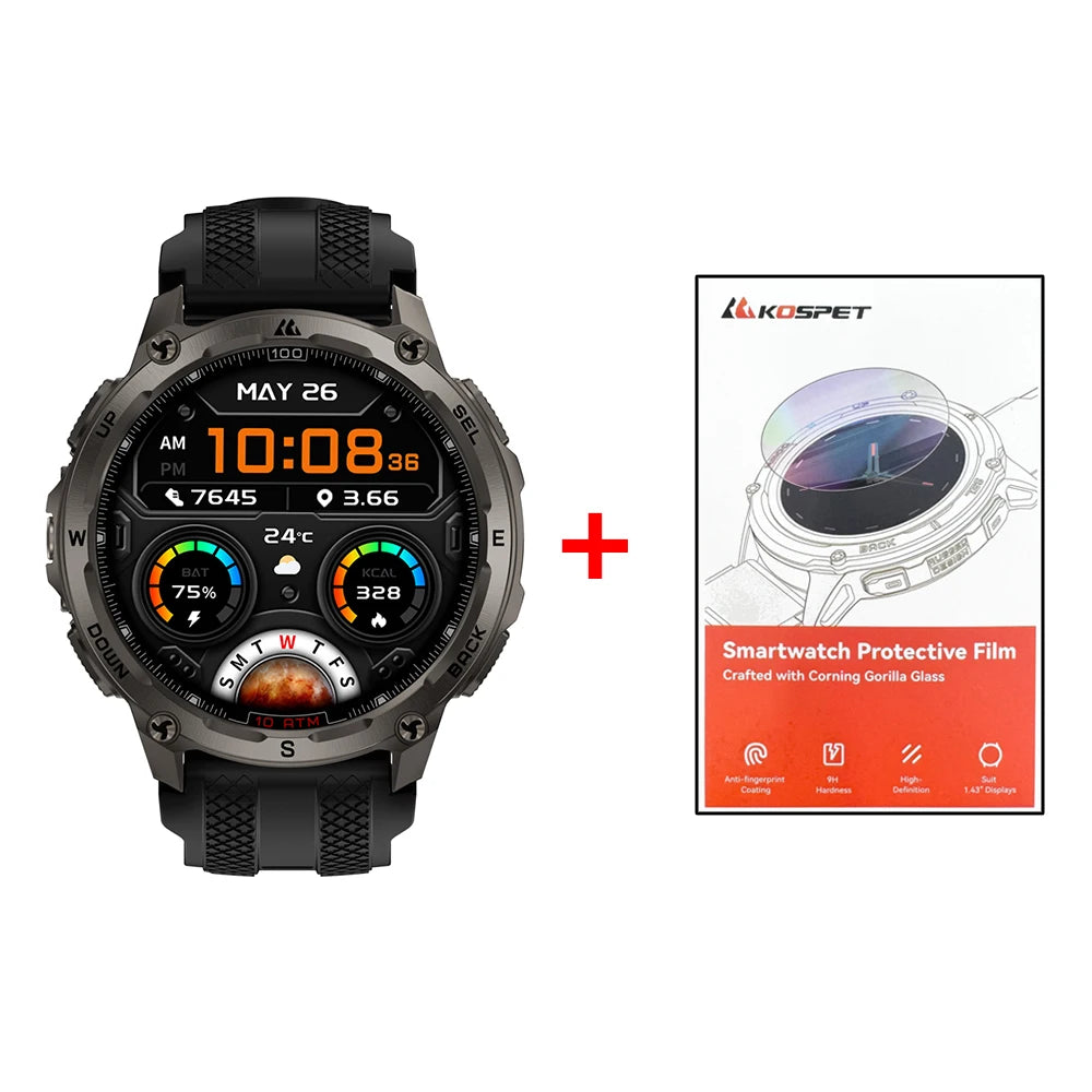KOSPET Tank T4 Smart Watch For Men GPS HeartRate 10ATM