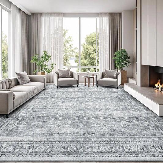 Washable Area Rug With Slip Resistant Backing Living Room