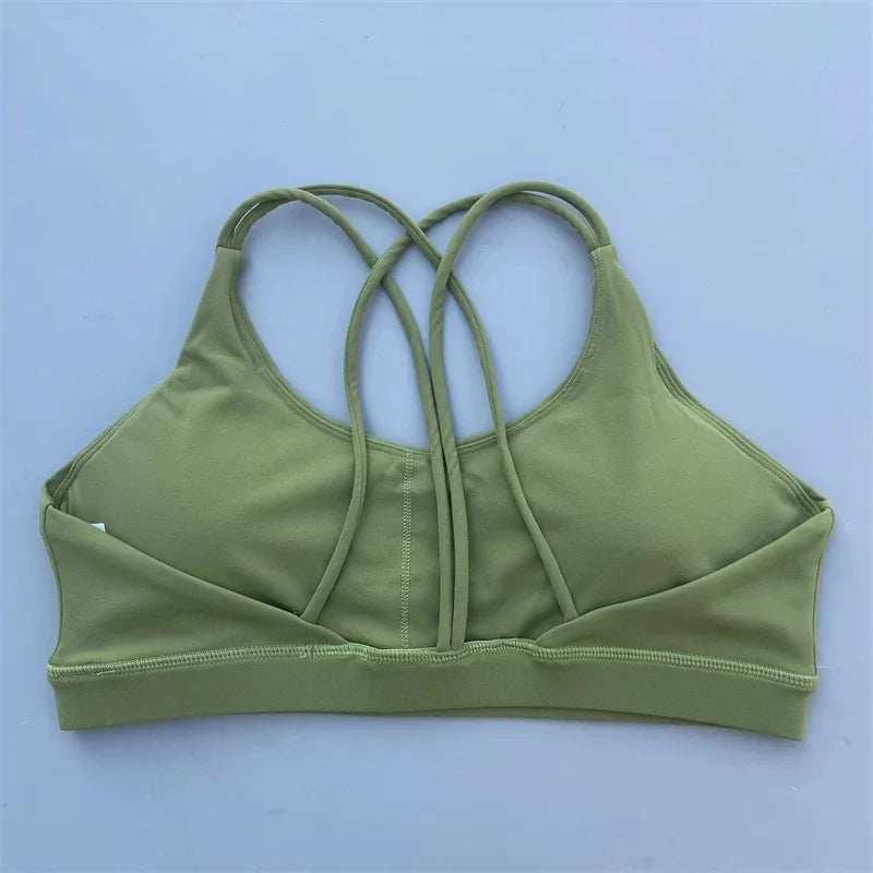 Breathable Women Cross Sports Bra With Chest Pad For Yoga