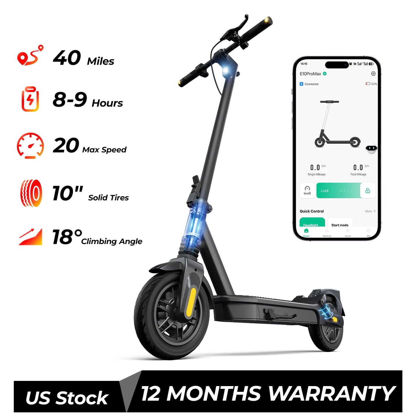 HeroPick E8 Pro 500W Foldable Electric Scooter 20 Mile Range