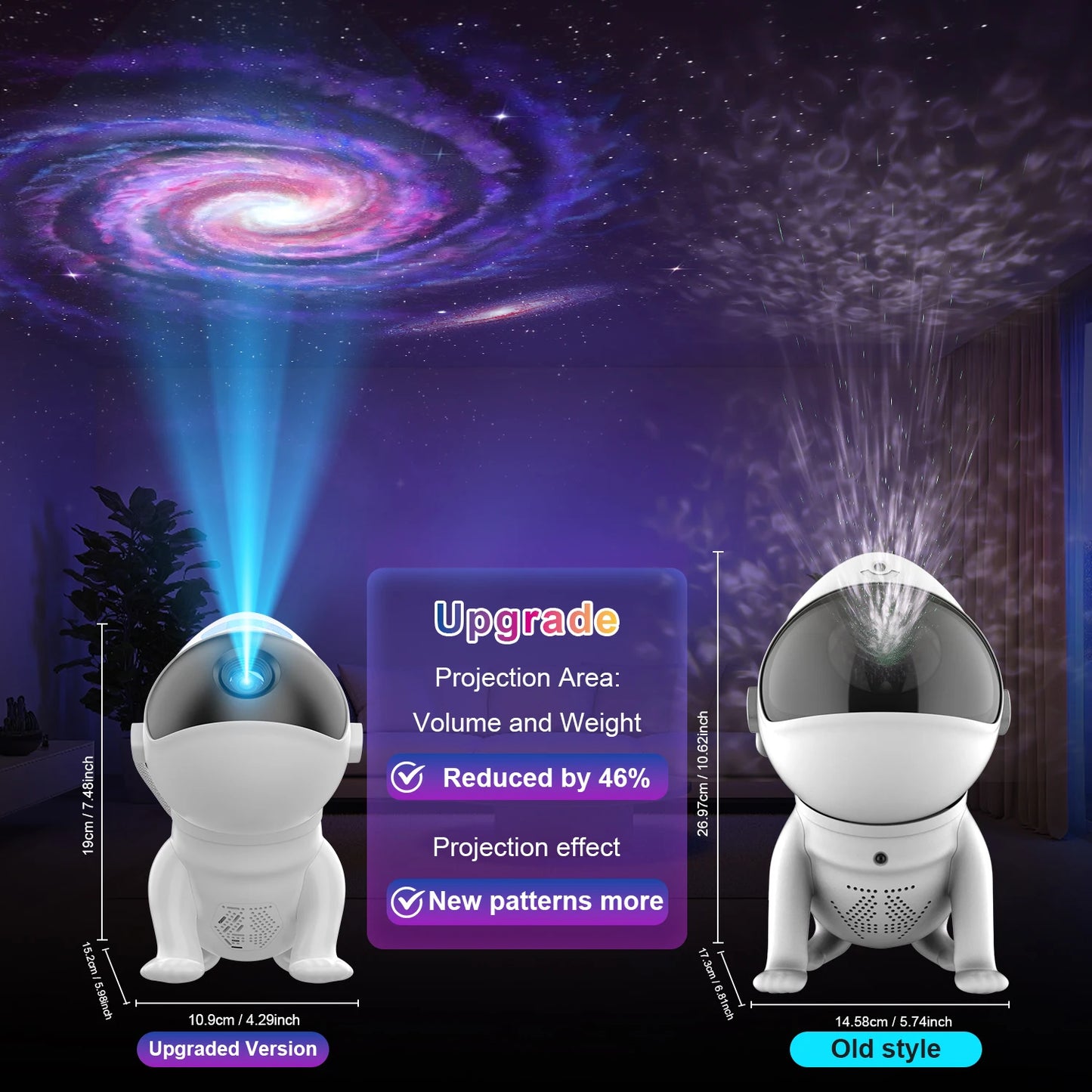AUSYLE Star Projector Night Light Space Dog Galaxy Discs