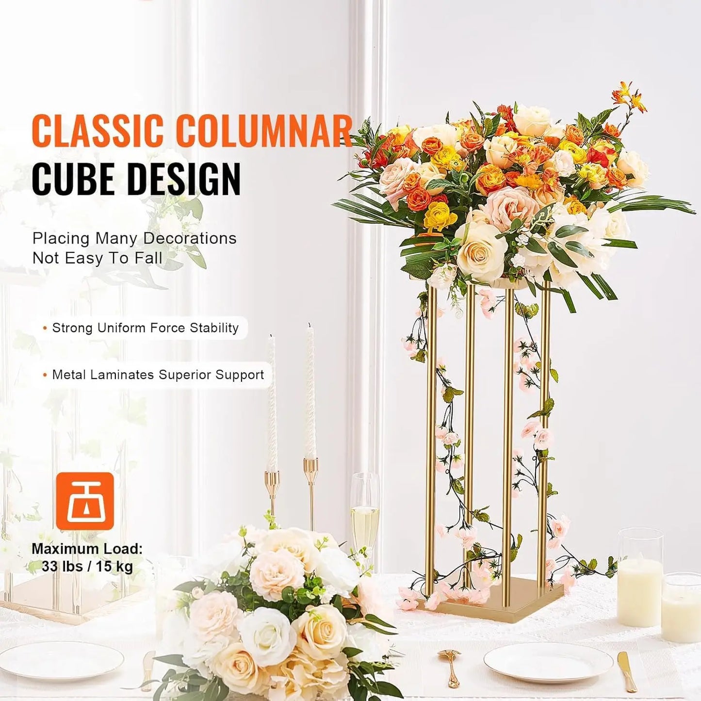 Metal Wedding Centerpiece Flower Stand Set for Tables 12 Pieces
