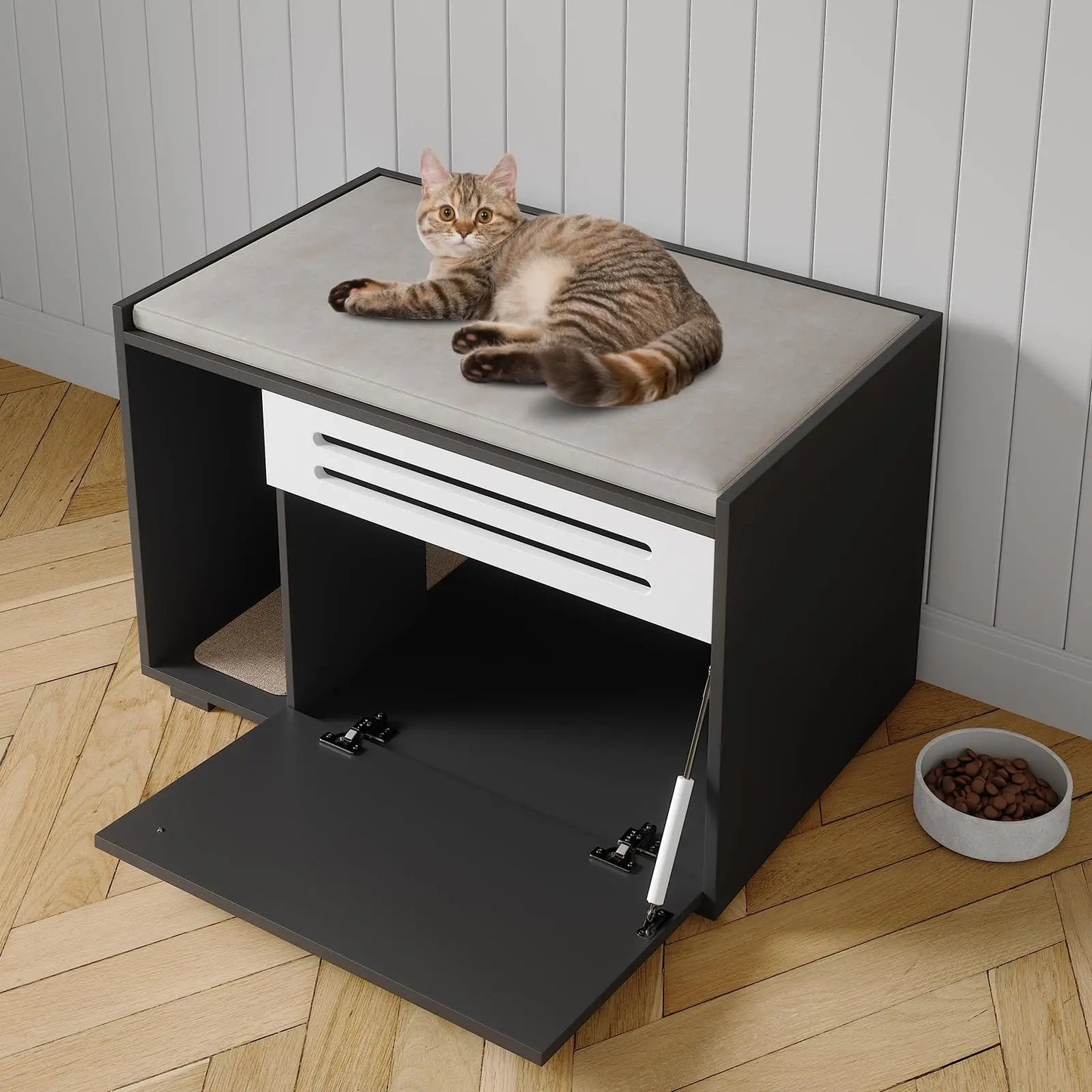 HiMISSCN 2 in 1 Cat House End Table Litter Cabinet