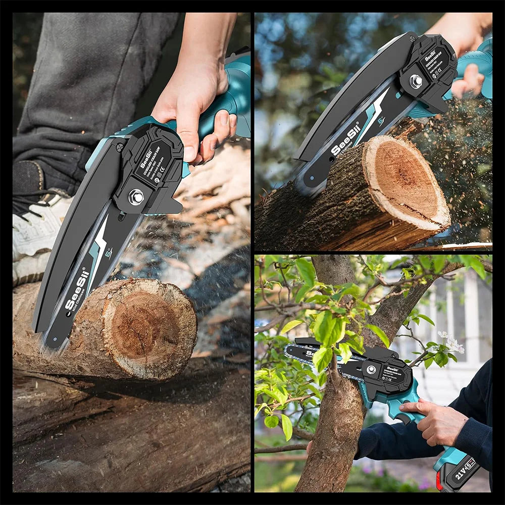 Seesii Cordless Mini Chainsaw Electric Power Chain Saw For Trees