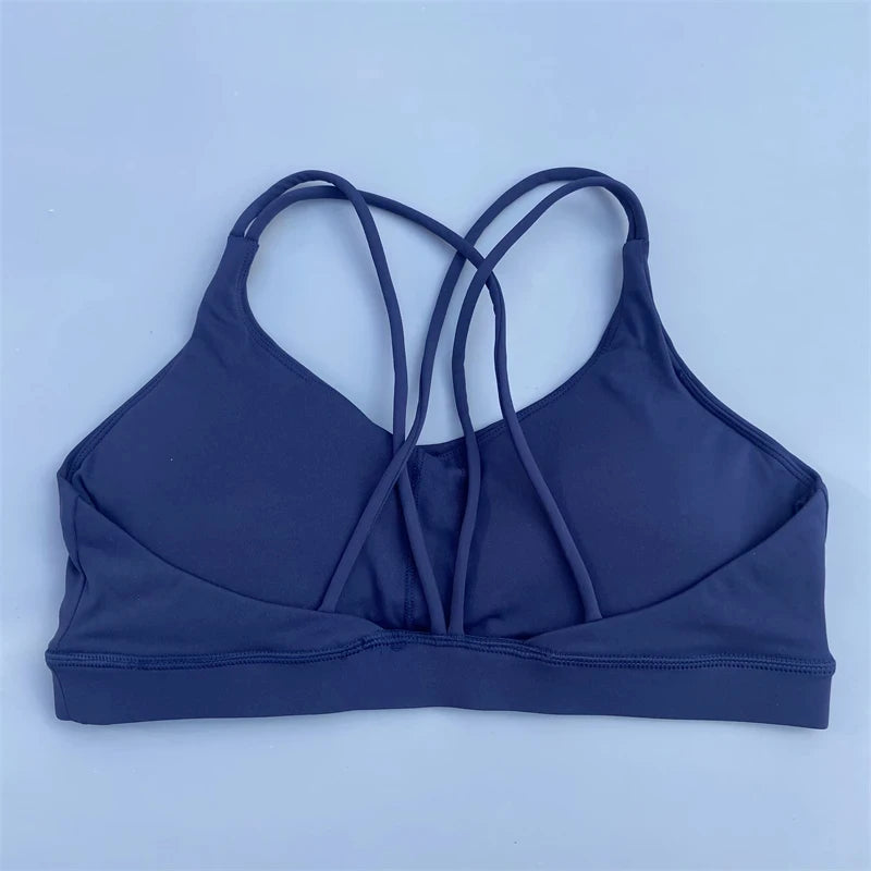 Breathable Women Cross Sports Bra With Chest Pad For Yoga