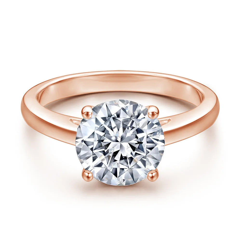 Classic Four Claw Moissanite Sterling Silver Engagement Ring For Women