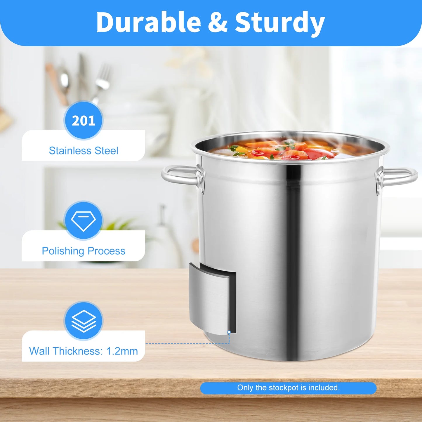 Stainless Steel Stock Pot With Lid And Handles