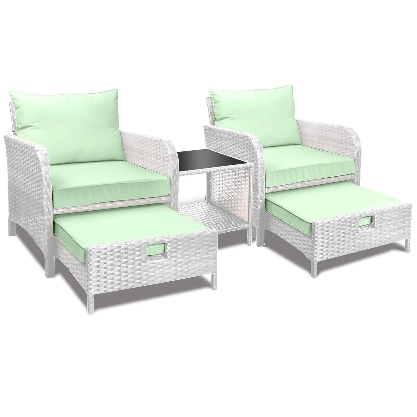 Rattan Wicker Balcony Furniture 5 Piece Outdoor Patio Set Cushions