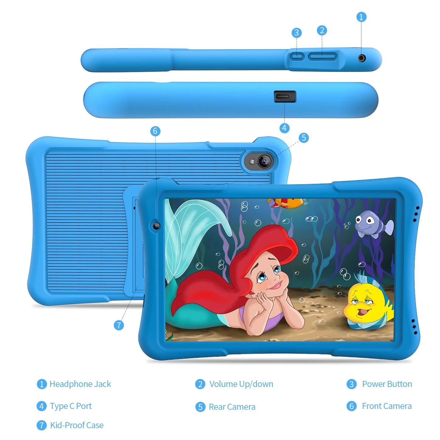 PRITOM Kids Tablet Android 12 Quad Core 4GB RAM 32GB Storage WiFi 6