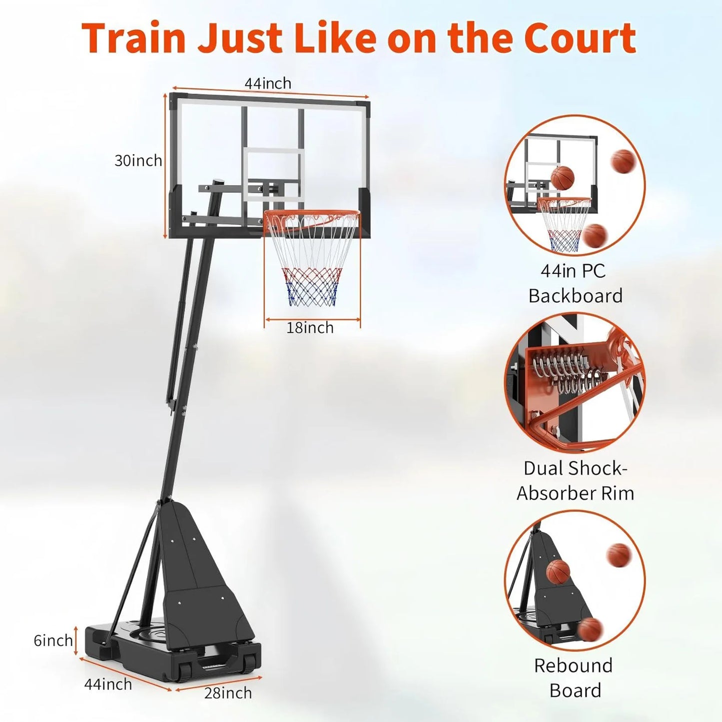 HiMISS Portable Basketball Hoop System with Adjustable Height Outdoor