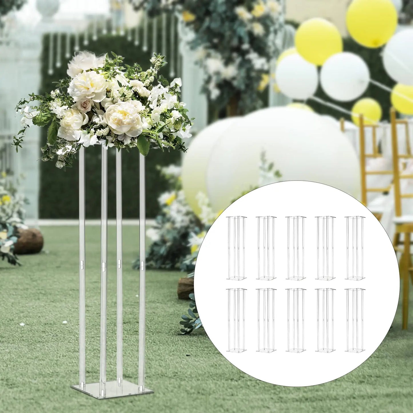 10 Piece Acrylic Vase Column Stand For Wedding Centerpieces