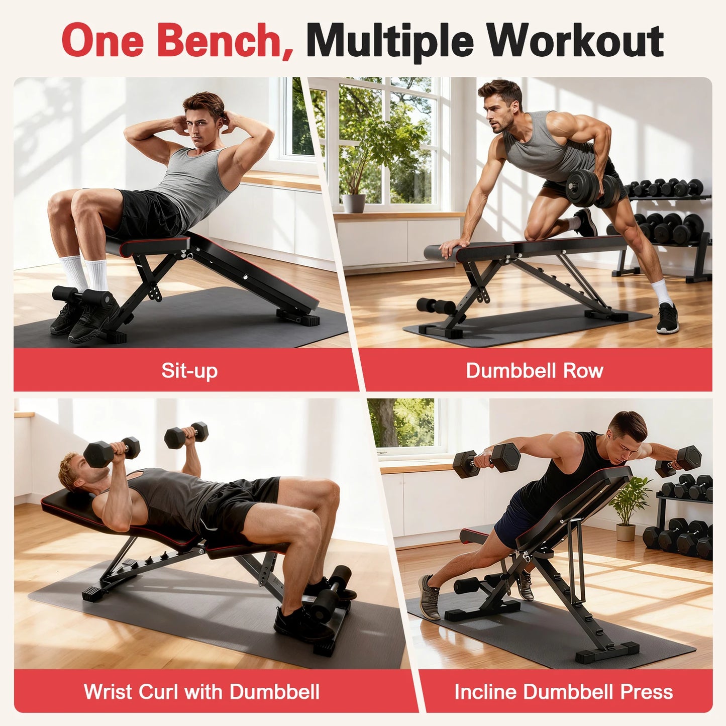 Multifunctional Adjustable Dumbbell Bench Foldable For Full Body Workout 660LBS