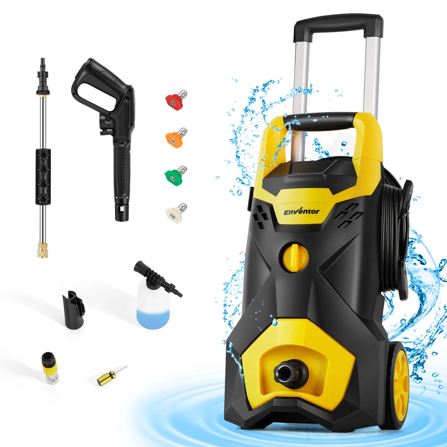 Enventor Pressure Washer 2300 PSI With 4 Nozzles Foam Cannon