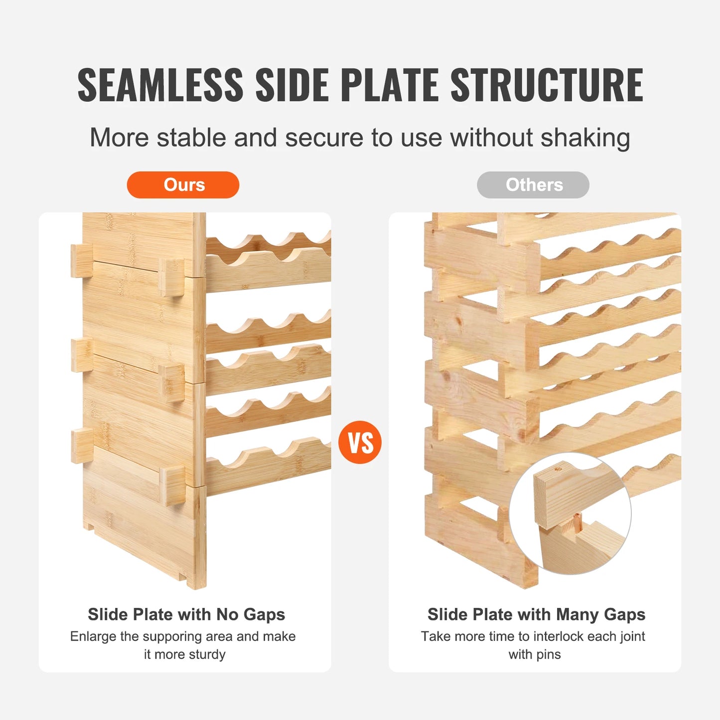 SucceBuy 8-Tier Stackable Bamboo Wine Rack Free Standing Display