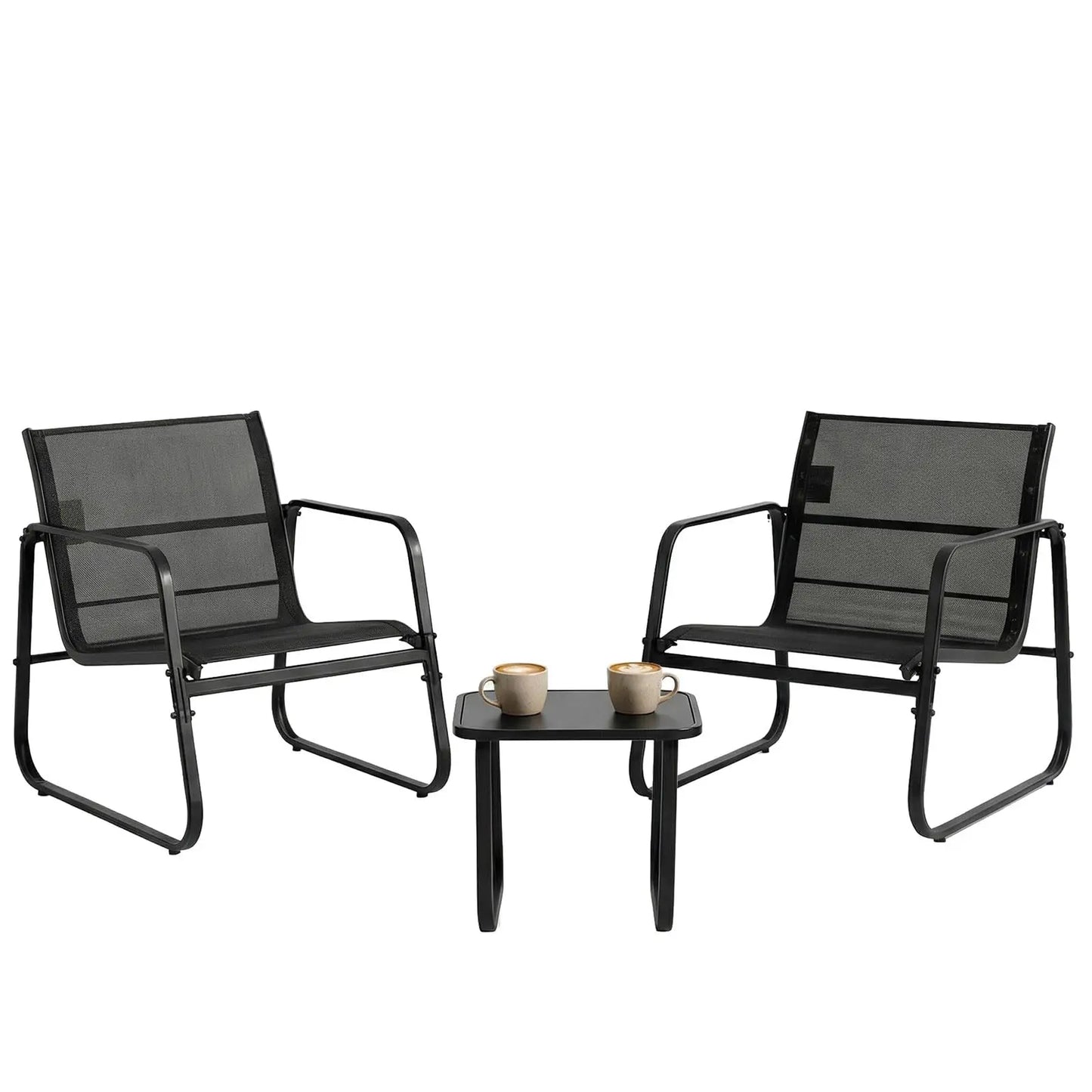 JHK 3 Piece Patio Furniture Set With Table Outdoor Metal Frame Garden