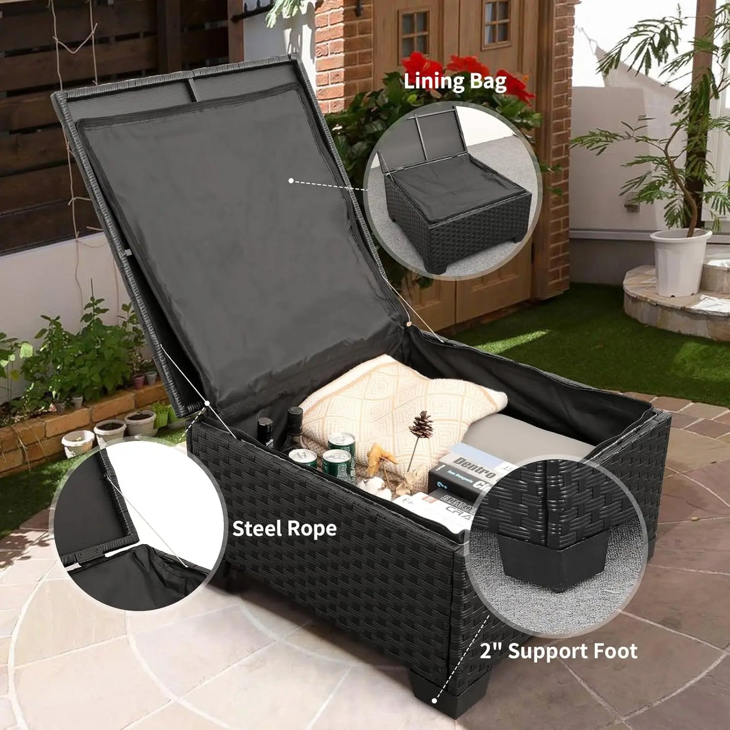 Guangbai 3 Piece Patio Furniture Set Outdoor Sectional Sofa