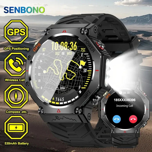 SENBONO GPS Smart Watch Men Bluetooth Call Fitness Tracker Waterproof