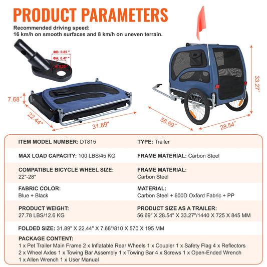SucceBuy Pet Cart Bicycle Carrier For Dogs Trailer Reflectors