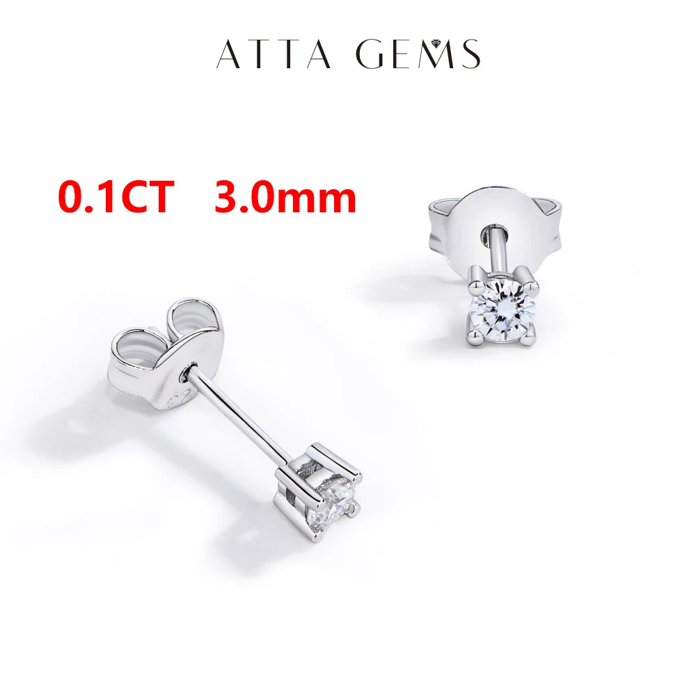 Attagems VVS1 Moissanite Four Claw Sterling Silver Stud Earrings