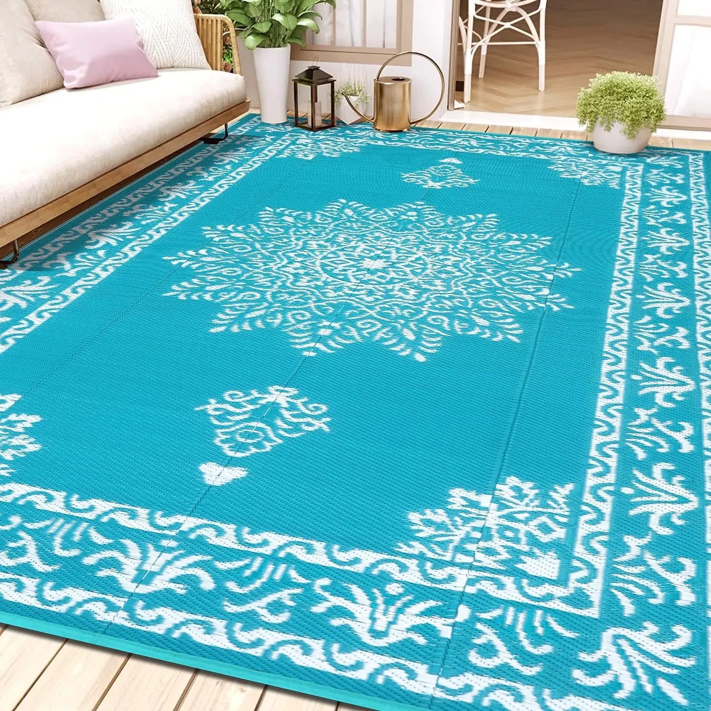 Waterproof Reversible Outdoor Rug UV Resistant Portable Mat Patio