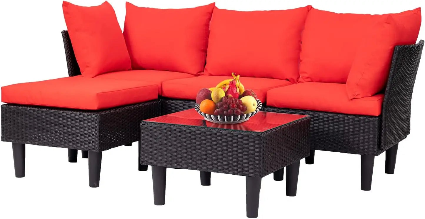 Patio Furniture 5 Piece Outdoor Wicker Conversation Set