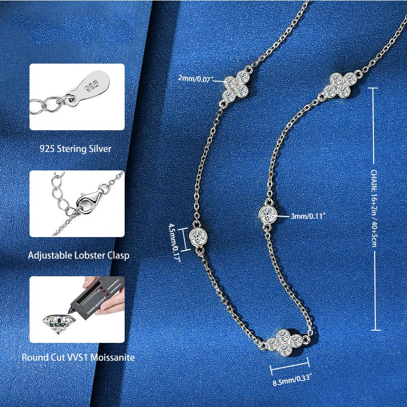 Oxtao Moissanite Diamond Choker Necklace 925 Sterling Silver