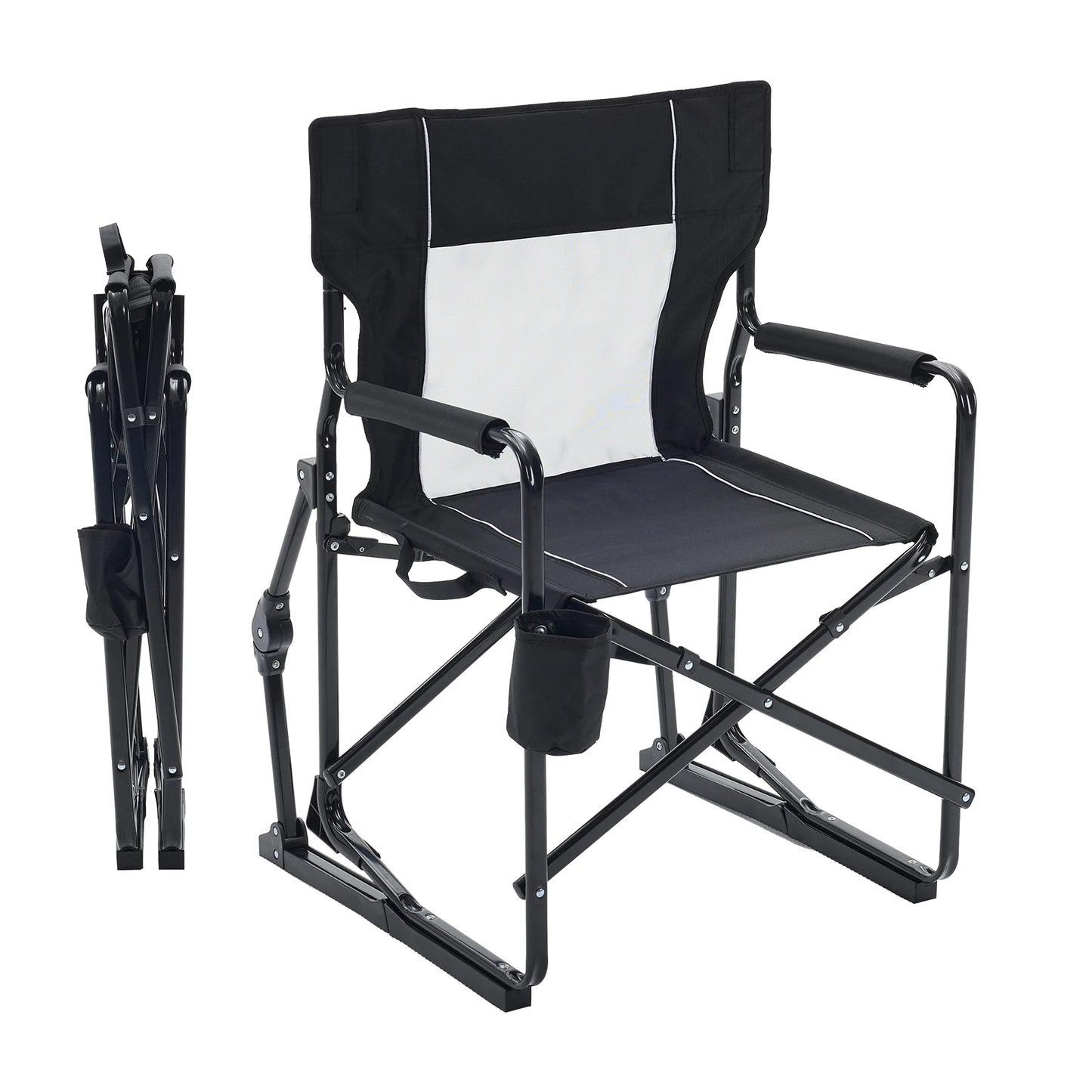 JHK Outdoor Folding Camping Chair With Mesh Back Armrests Waterproof