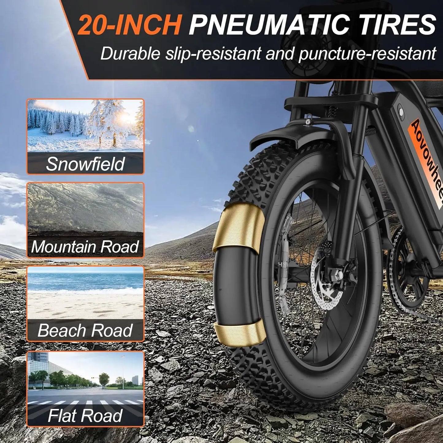 AOVOWHEEL AW2PRO Electric Bike 1500W Fat Tire 70 Miles Range
