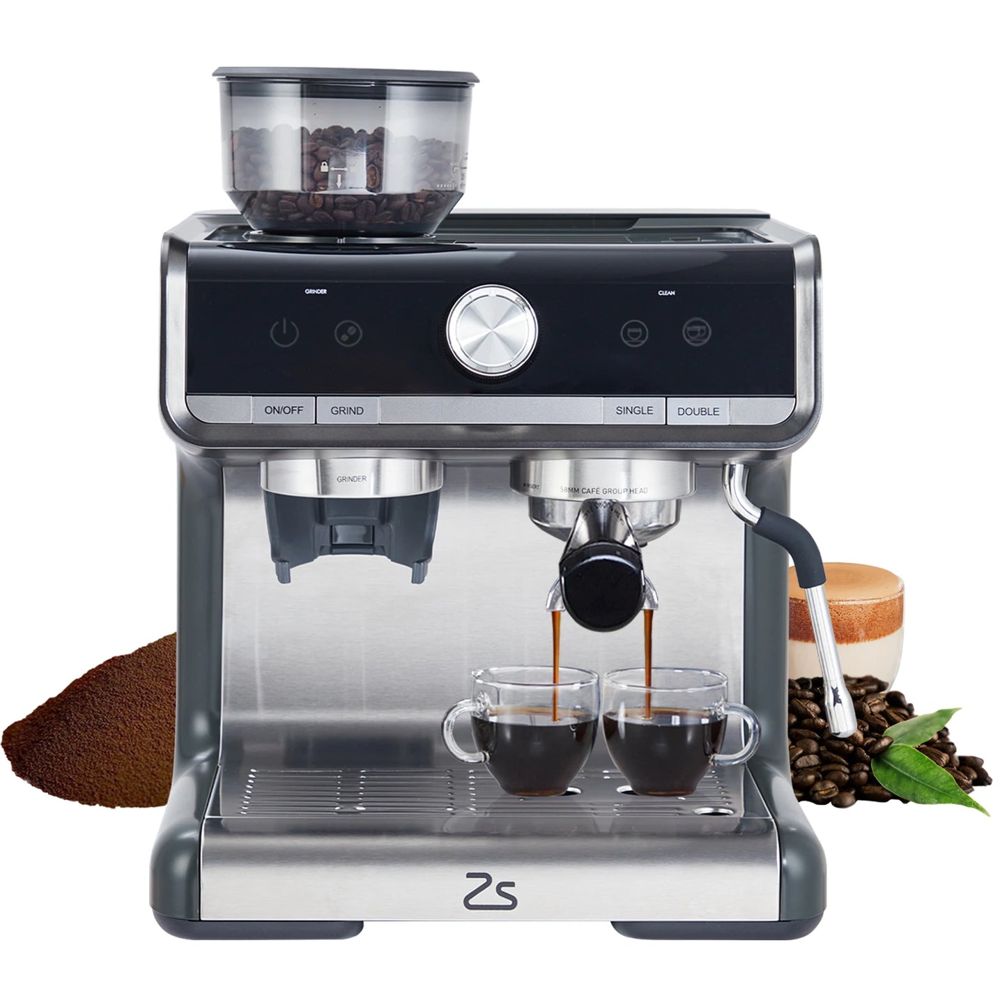 Acekool Espresso Machine With Grinder And Milk Frother
