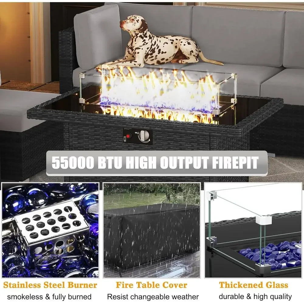 Outdoor Patio Furniture Set With Fire Pit And Coffee Table
