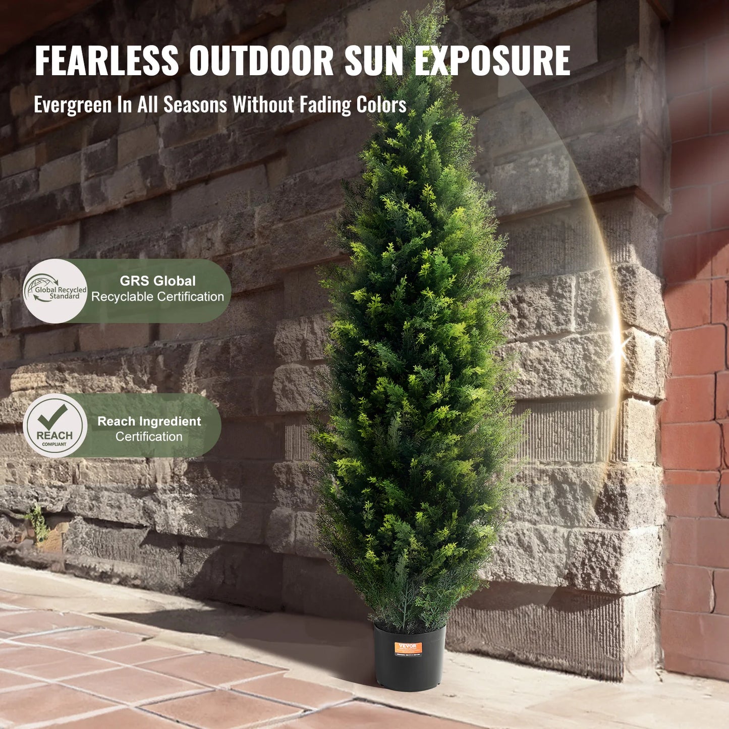 SucceBuy Artificial Cedar Topiary Tree for Home Outdoor Decor